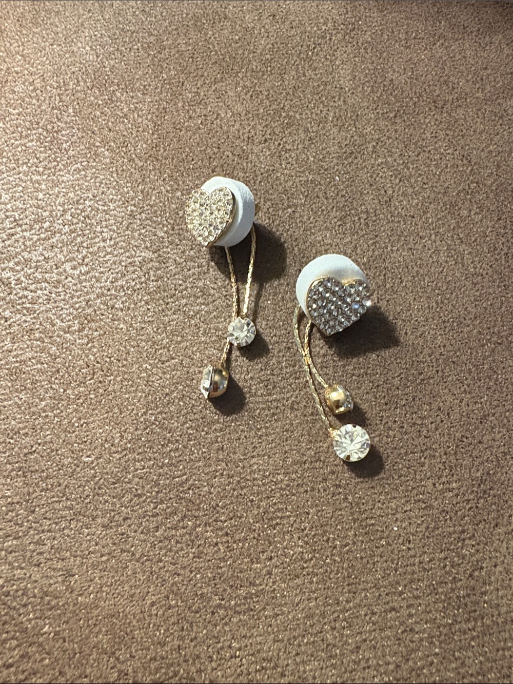 Gold Heart Dangle Crystal Earrings - Classic Women Jewelry